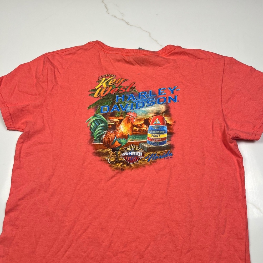 Harley-Davidson T-Shirt Womens Medium Coral Key West Florida Rooster Graphic Tee